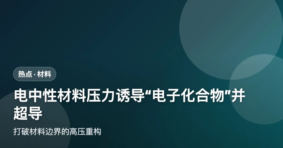 电中性材料压力诱导"电子化合物"并超导：打破材料边界
