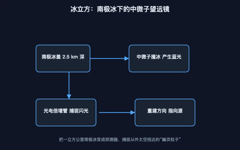 图1:南极冰下的中微子望远镜结构