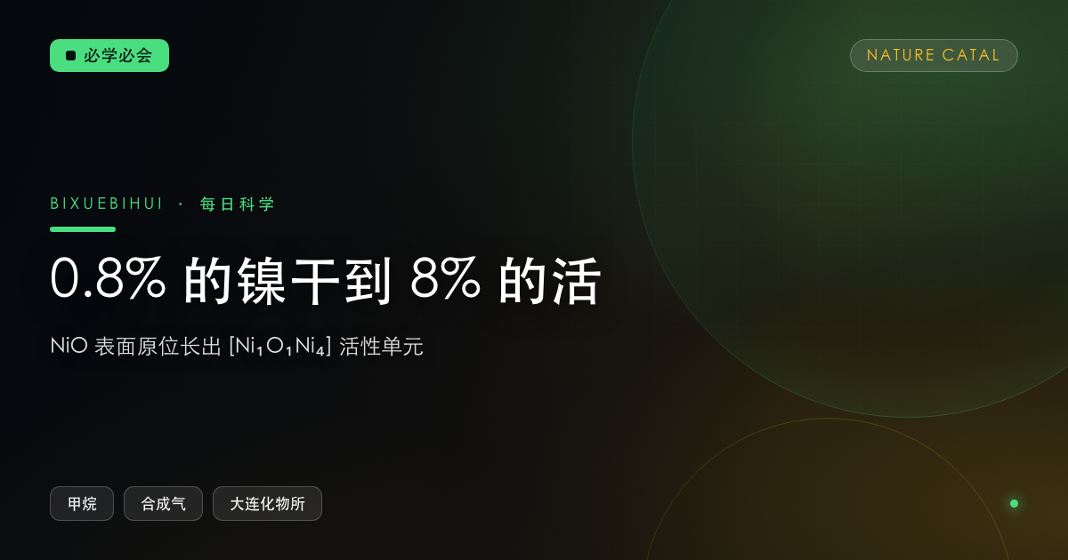 0.8% 的镍干到 8% 的活：甲烷转化的真活性中心是现场长出来的