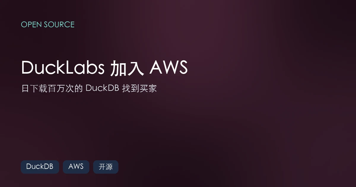 DuckLabs 加入 AWS:每天被下载一百万次的 DuckDB,找到了买家