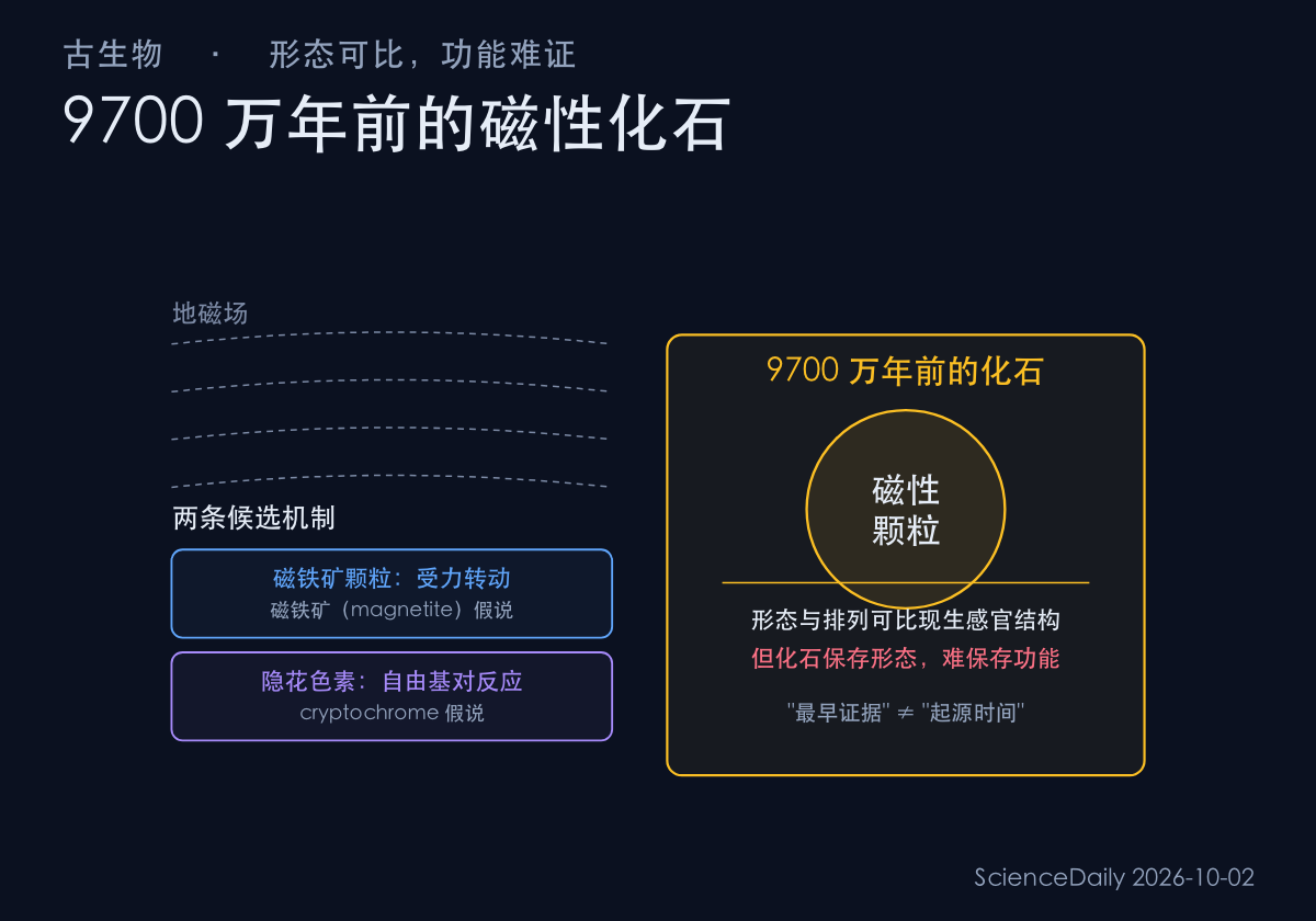 磁性化石与导航示意